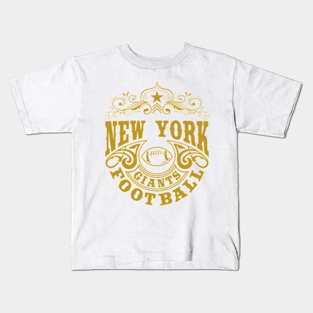 Vintage Retro New York Giants Football Kids T-Shirt by carlesclan